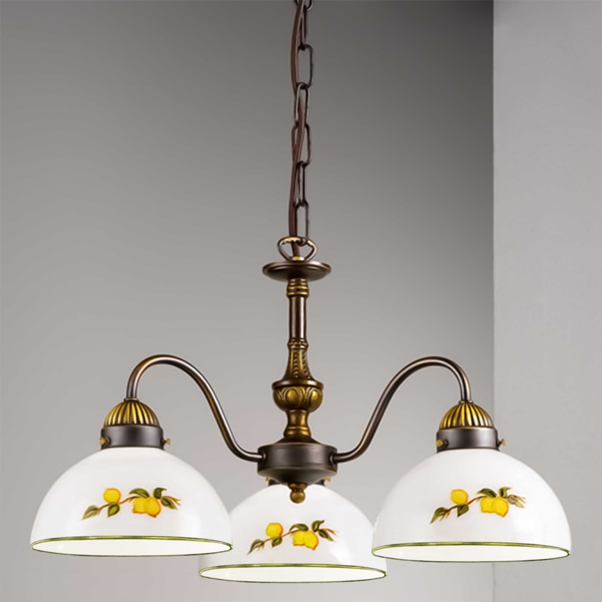 Kolarz 731.83.126 - Lámpara colgante con cadena NONNA 3xE27/75W/230V limones