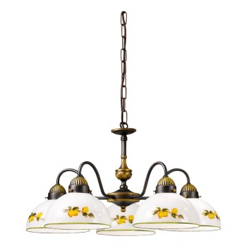 Kolarz 731.85.126 - Lámpara colgante con cadena NONNA 5xE27/75W/230V limones