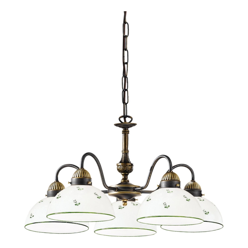 Kolarz 731.85.20 - Lámpara colgante con cadena NONNA 5xE27/75W/230V verde
