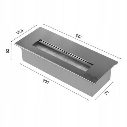Kratki - Chimenea BIO empotrada 40x120 cm 3x1,1kW negro