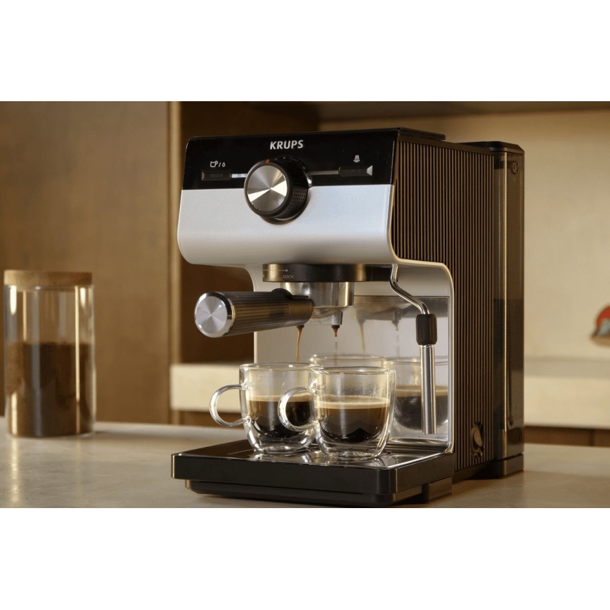 Krups - Máquina de café de palanca para dos tazas AUTHENTIC 1450W/230V gris