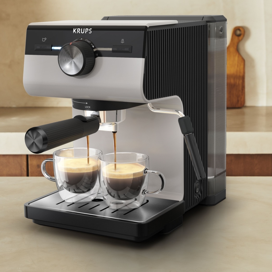 Krups - Máquina de café de palanca para dos tazas AUTHENTIC 1450W/230V gris