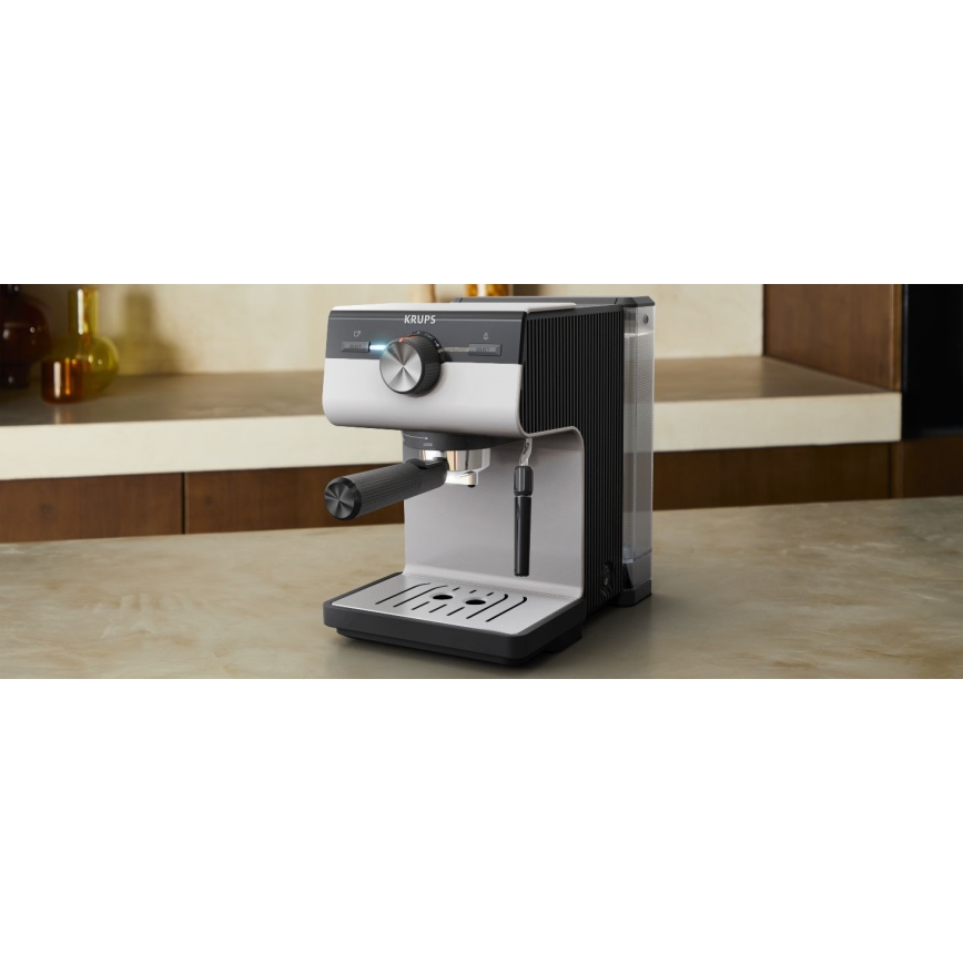 Krups - Máquina de café de palanca para dos tazas AUTHENTIC 1450W/230V gris