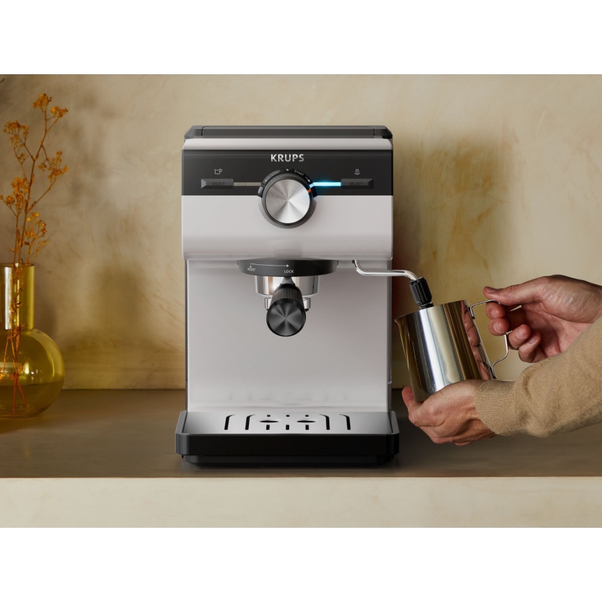 Krups - Máquina de café de palanca para dos tazas AUTHENTIC 1450W/230V gris
