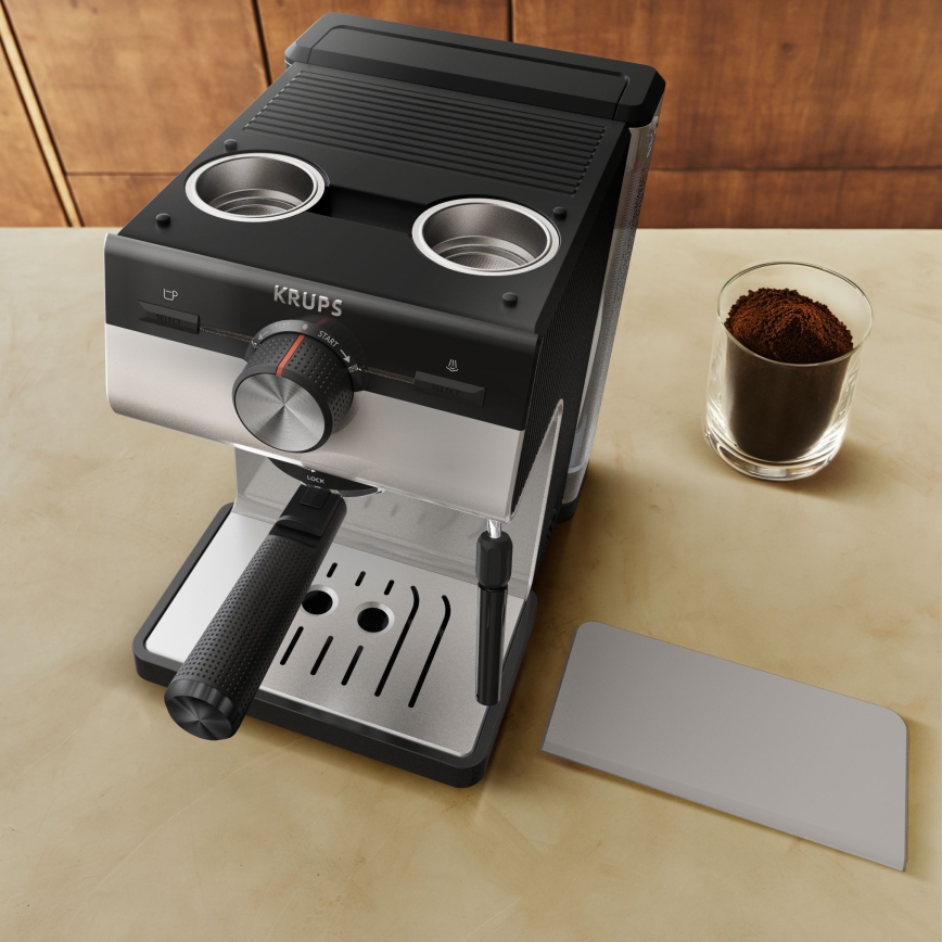 Krups - Máquina de café de palanca para dos tazas AUTHENTIC 1450W/230V gris