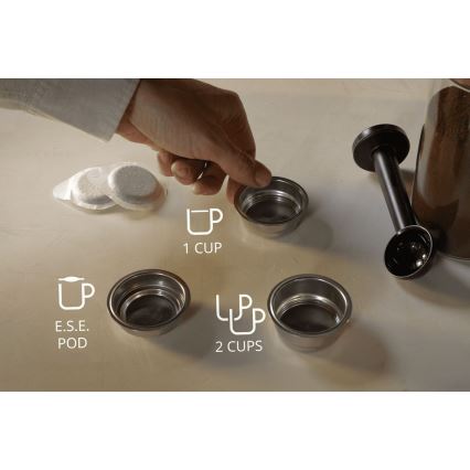 Krups - Máquina de café de palanca para dos tazas AUTHENTIC 1450W/230V gris