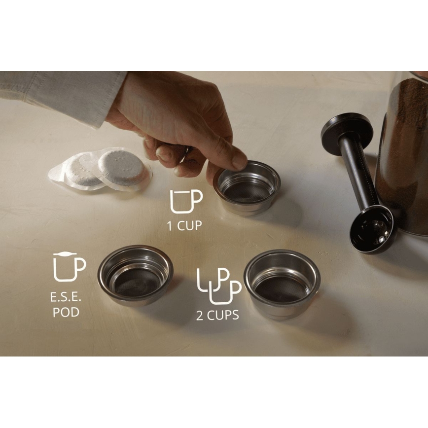 Krups - Máquina de café de palanca para dos tazas AUTHENTIC 1450W/230V gris