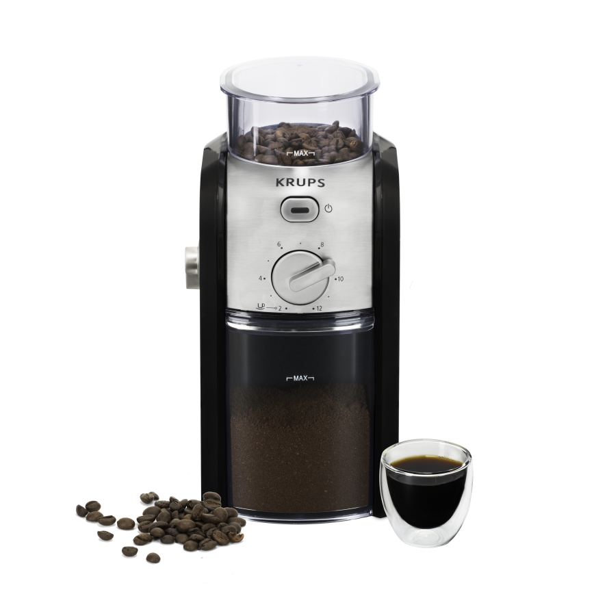 Krups - Molinillo eléctrico de café en grano 110W/230V acero inoxidable/negro