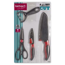 Lamart - Juego de cocina 4 piezas - 2 cuchillos, pelador y tijeras