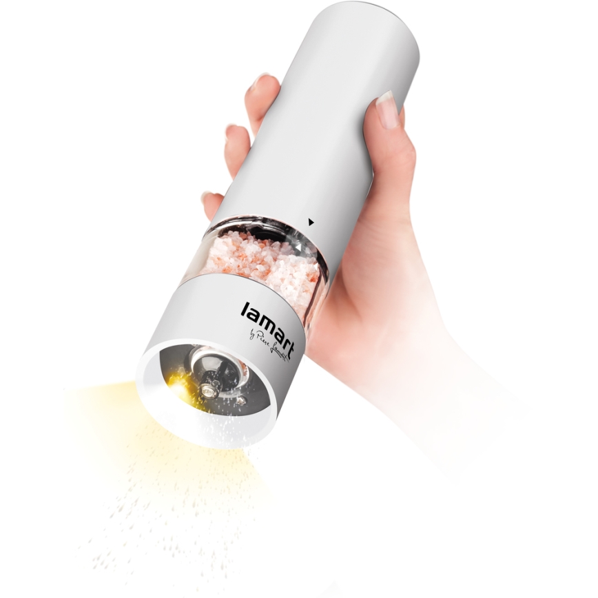 Lamart - Molinillo eléctrico de especias 4xAA blanco