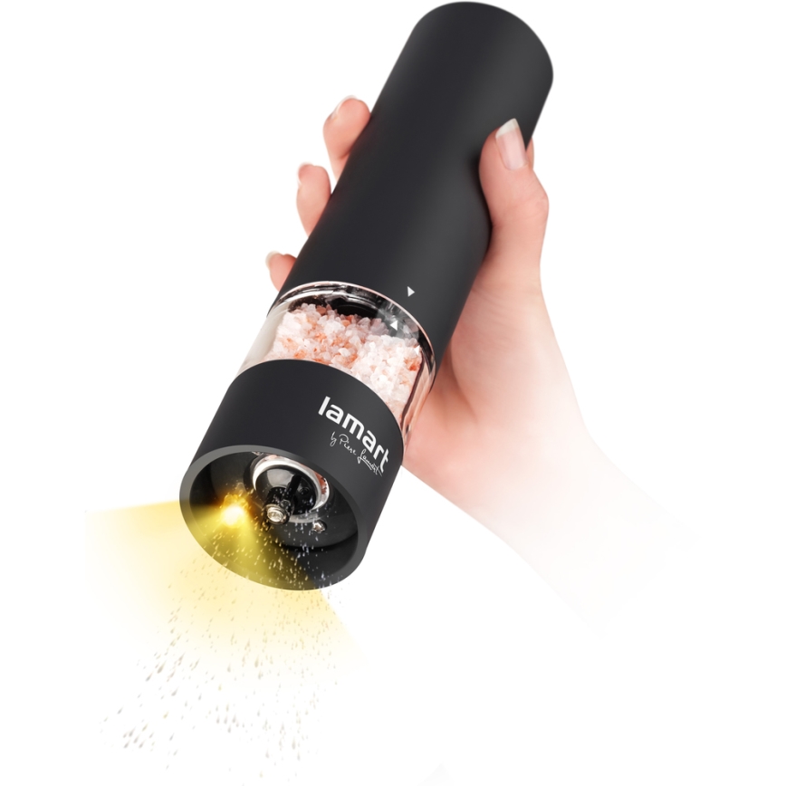 Lamart - Molinillo eléctrico de especias 4xAA negro
