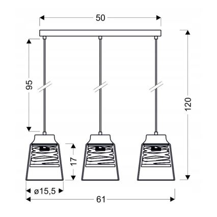 Lámpara Araña FRESNO 3xE27/60W/230V