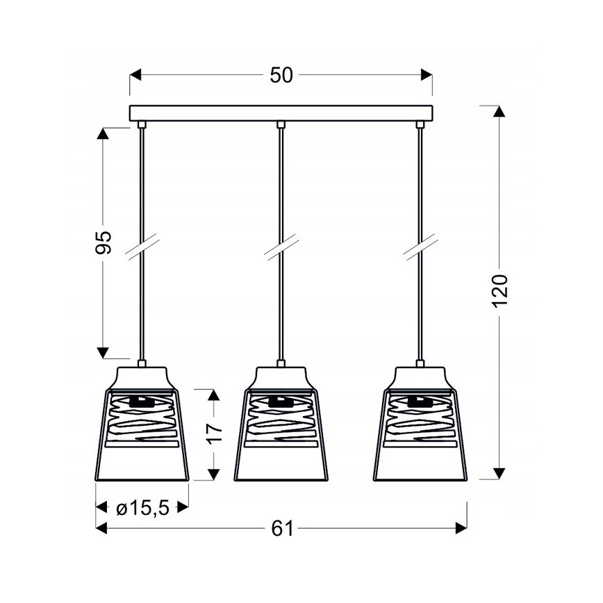 Lámpara Araña FRESNO 3xE27/60W/230V