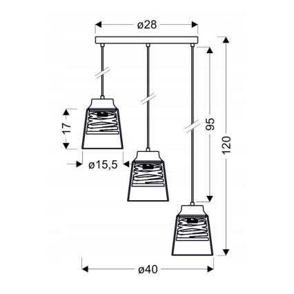 Lámpara Araña FRESNO 3xE27/60W/230V