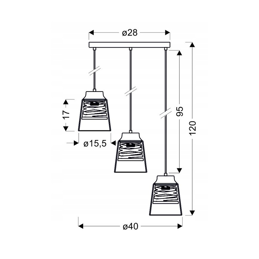 Lámpara Araña FRESNO 3xE27/60W/230V