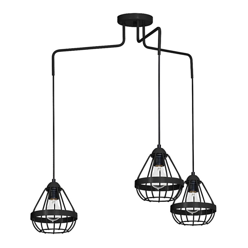 Lámpara araña RING 3xE27/60W/230V araña negro
