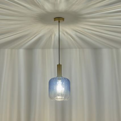 Lámpara colgante 1xE27/15W/230V azul/ahumado diá. 20 cm