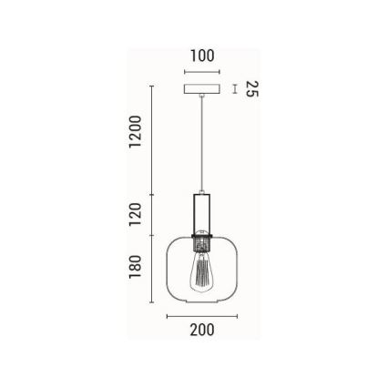 Lámpara colgante 1xE27/15W/230V marrón diá. 20 cm