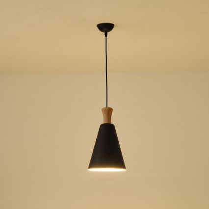 Lámpara colgante 1xE27/15W/230V negro diá. 20 cm