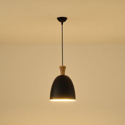 Lámpara colgante 1xE27/15W/230V negro diá. 23 cm