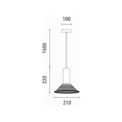Lámpara colgante 1xE27/40W/230V negro