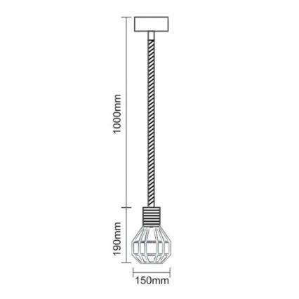 Lámpara colgante 1xE27/60W/230V diá. 15 cm