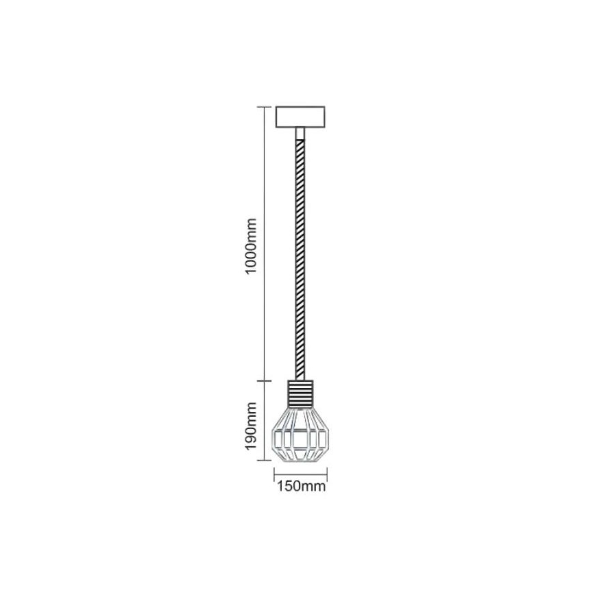 Lámpara colgante 1xE27/60W/230V diá. 15 cm