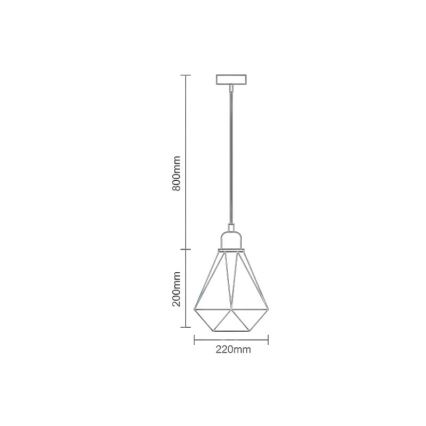 Lámpara colgante 1xE27/60W/230V diá. 22 cm cobre