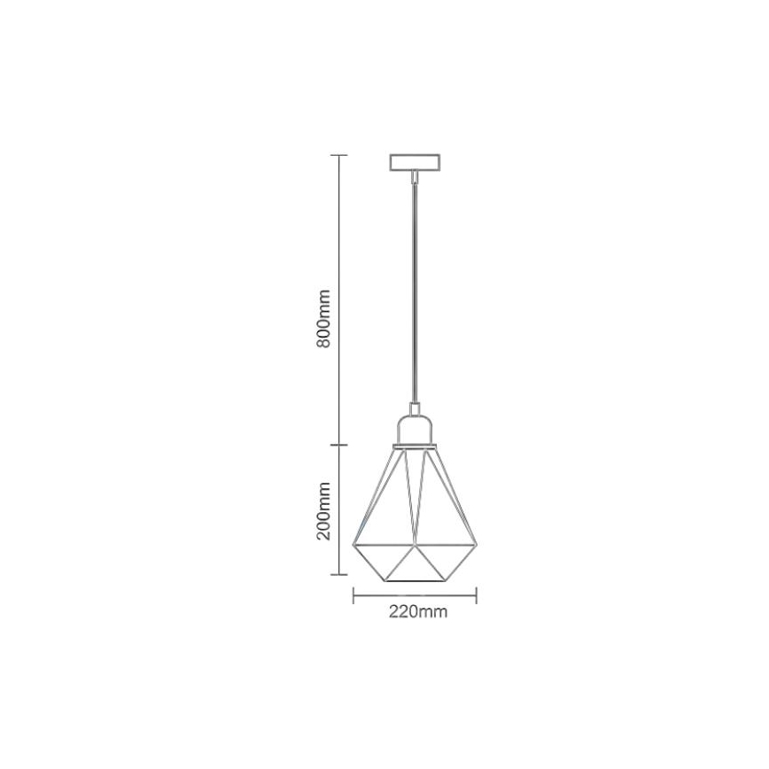Lámpara colgante 1xE27/60W/230V diá. 22 cm cobre