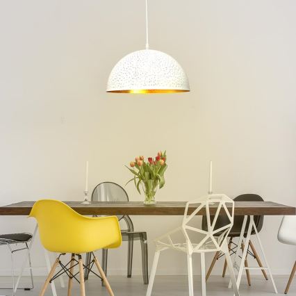 Lámpara colgante 1xE27/60W/230V diá. 30 cm blanco