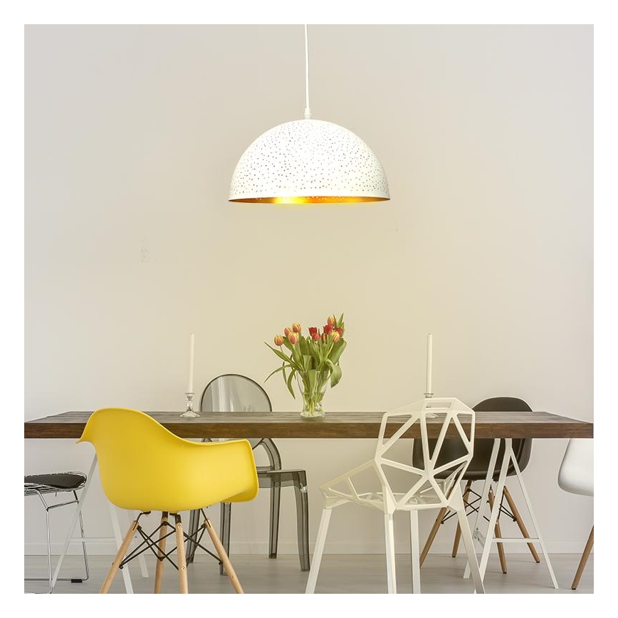 Lámpara colgante 1xE27/60W/230V diá. 30 cm blanco