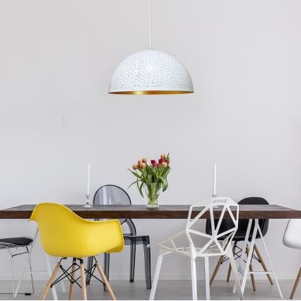 Lámpara colgante 1xE27/60W/230V diá. 30 cm blanco