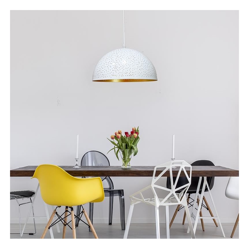 Lámpara colgante 1xE27/60W/230V diá. 30 cm blanco