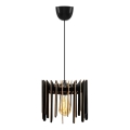 Lámpara colgante 1xE27/60W/230V negro diá. 23 cm madera
