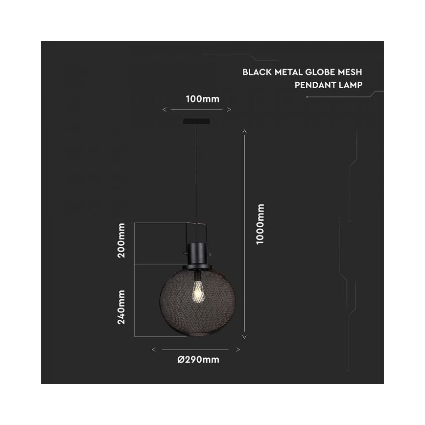 Lámpara colgante 1xE27/60W/230V negro