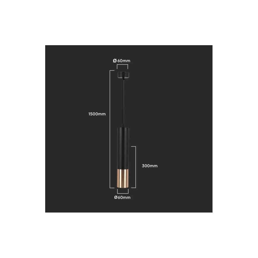 Lámpara colgante 1xGU10/35W/230V 30 cm negro/dorado