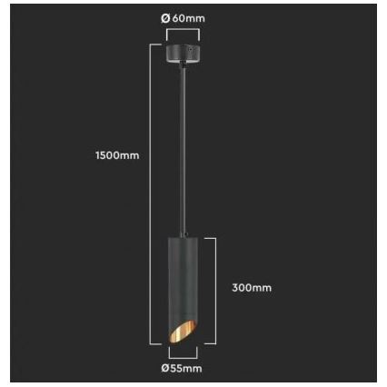 Lámpara colgante 1xGU10/35W/230V 30 cm negro