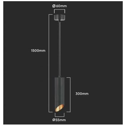 Lámpara colgante 1xGU10/35W/230V 30 cm negro