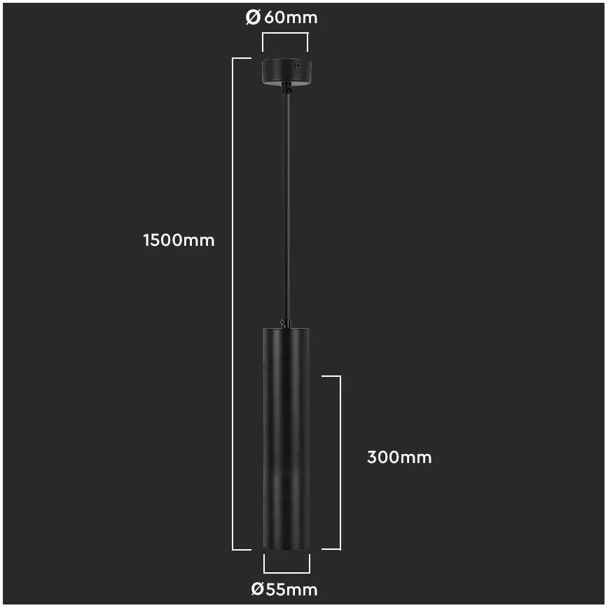 Lámpara colgante 1xGU10/35W/230V 30 cm negro
