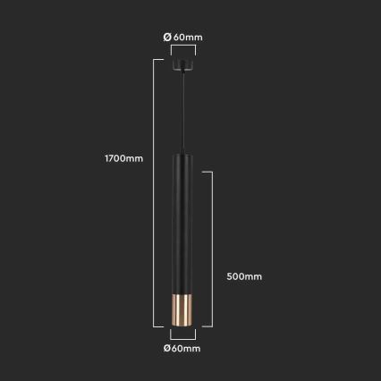 Lámpara colgante 1xGU10/35W/230V 50 cm negro/dorado