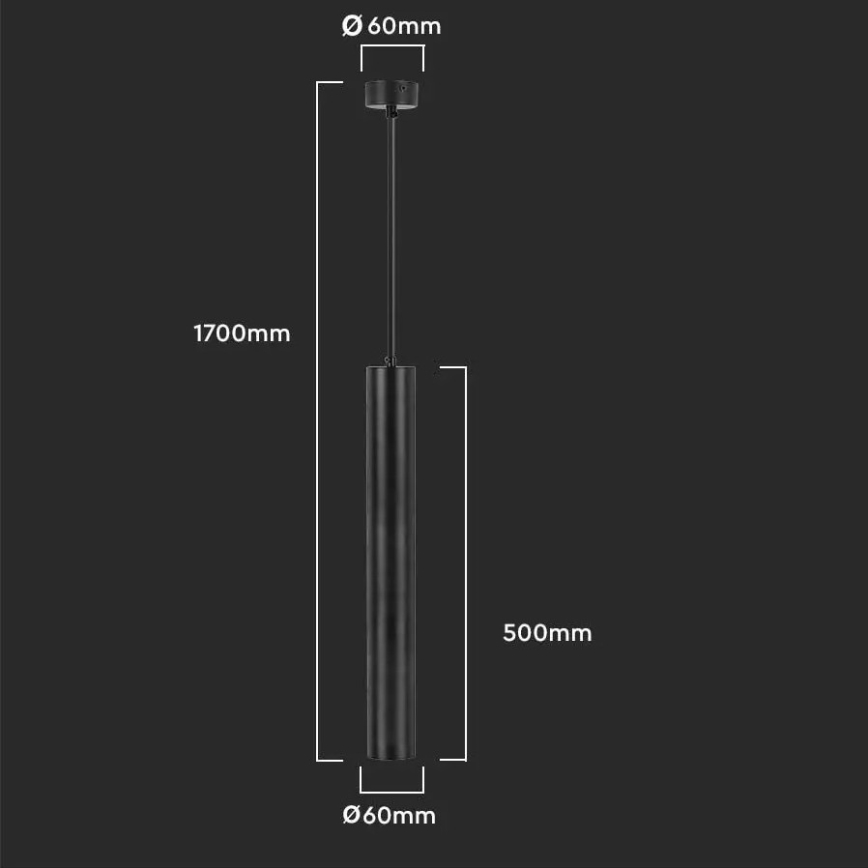 Lámpara colgante 1xGU10/35W/230V 50 cm negro