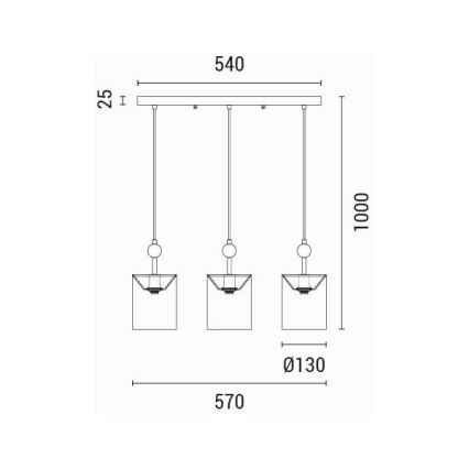 Lámpara colgante 3xE14/15W/230V