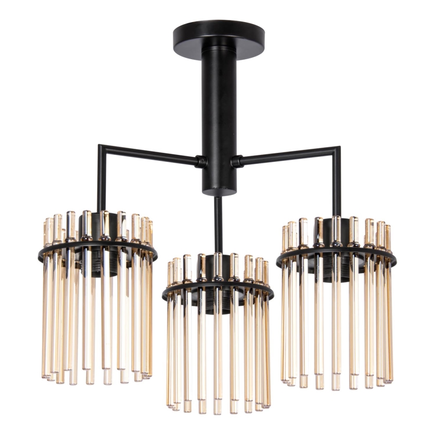 Lámpara colgante 3xE27/60W/230V negro/beige