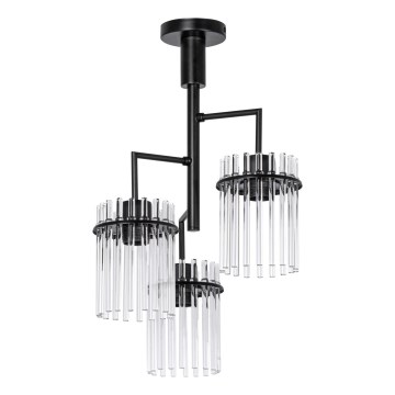 Lámpara colgante 3xE27/60W/230V negro/transparente
