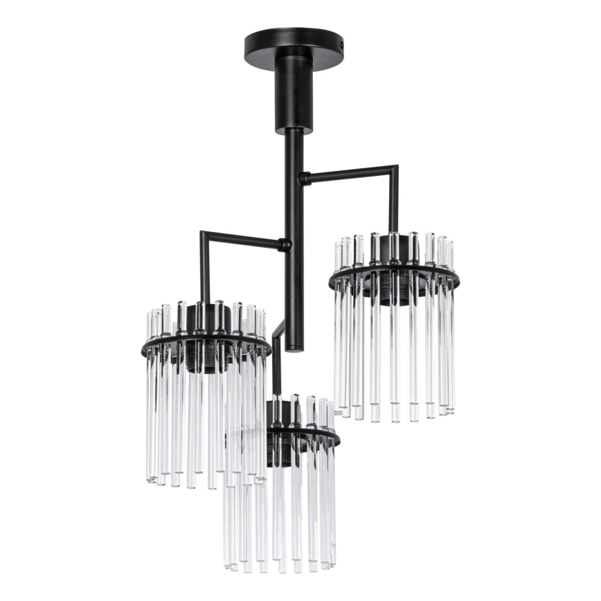 Lámpara colgante 3xE27/60W/230V negro/transparente