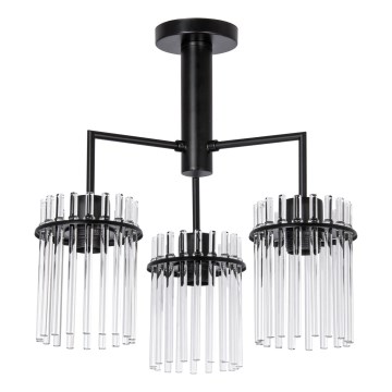 Lámpara colgante 3xE27/60W/230V negro/transparente