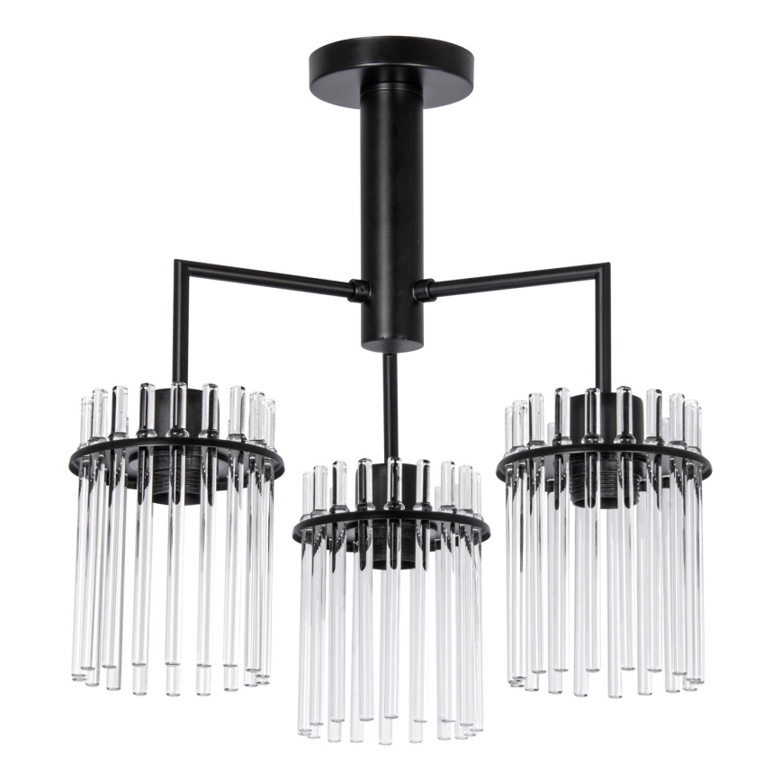 Lámpara colgante 3xE27/60W/230V negro/transparente