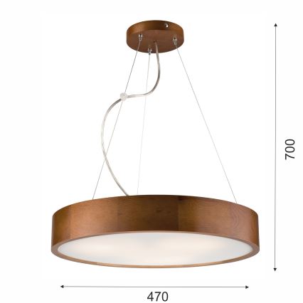 Lámpara colgante 3xE27/60W/230V ø 47 cm pino