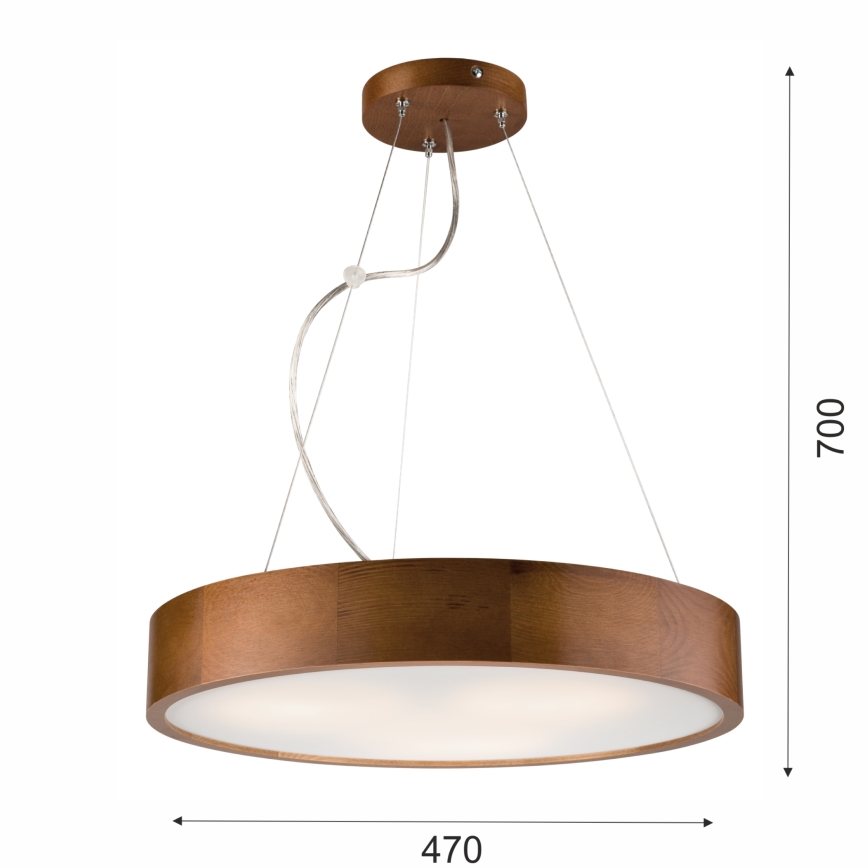 Lámpara colgante 3xE27/60W/230V ø 47 cm pino