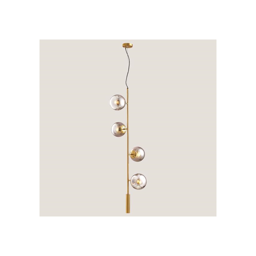 Lámpara colgante 4xE27/10W/230V dorado
